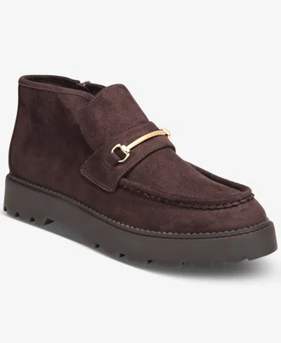 Inc International Concepts Women's Bertaa Lug Slip-resistant Round Toe Suede Ankle Booties, Macy's Exclusive In Brown