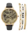 Inc International Concepts Women's Black Strap Watch 39 Set, Created For Macy's In Black