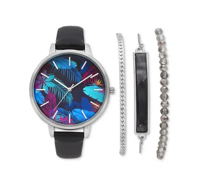 Inc International Concepts Women's Black Strap Watch 39mm Set, Created For Macy's