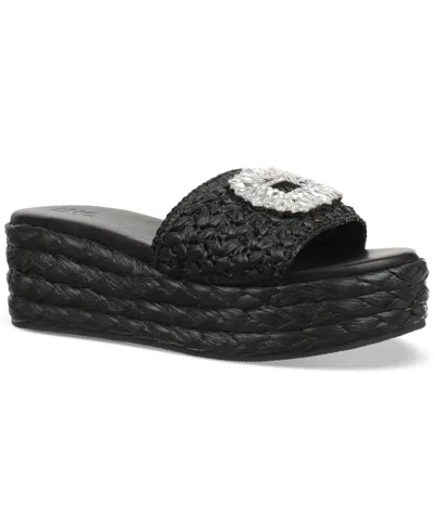 Inc International Concepts Women's Blakee Wedge Sandals, Created For Macy's In Black Raffia