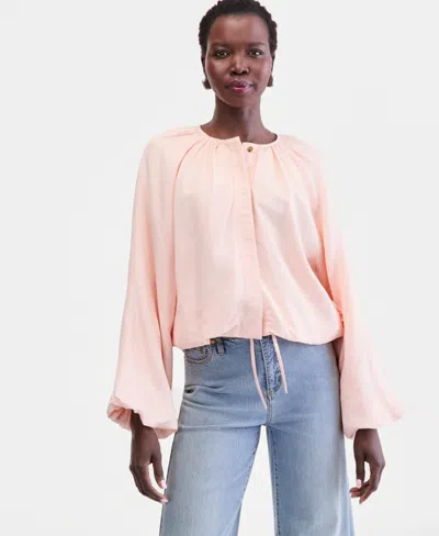 Inc International Concepts Women's Blouson-sleeve Cropped Jacket, Macy's Exclusive In Pink