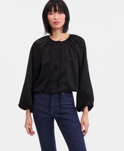 Inc International Concepts Women's Blouson-sleeve Cropped Jacket, Macy's Exclusive In Black