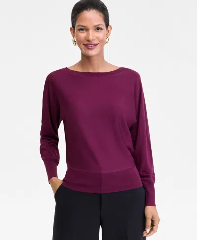 Inc International Concepts Women's Boat-neck Sweater, Macy's Exclusive In Purple