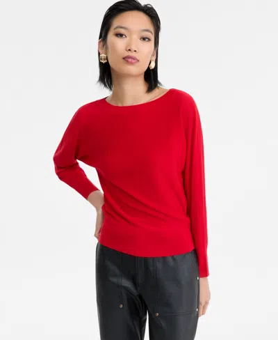 Inc International Concepts Women's Boat-neck Sweater, Macy's Exclusive In Red