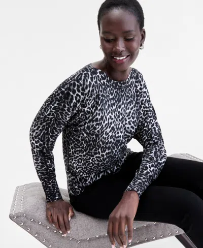 Inc International Concepts Women's Boat-neck Sweater, Macy's Exclusive In Animal Print