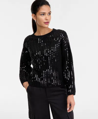 Inc International Concepts Women's Bold Sequin Sweater, Macy's Exclusive In Black