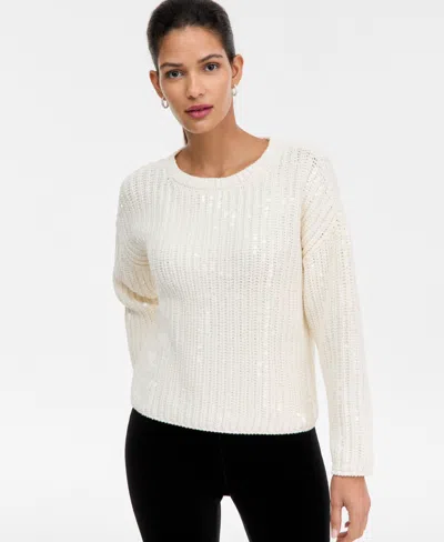 Inc International Concepts Women's Bold Sequin Sweater, Macy's Exclusive In Neutral