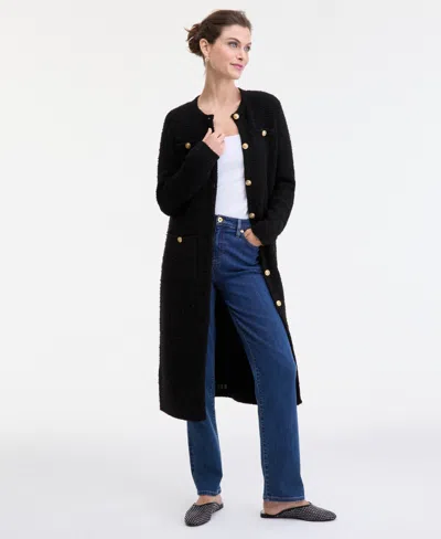 Inc International Concepts Women's Boucle Duster Cardigan, Macy's Exclusive In Black
