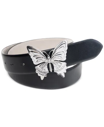 Inc International Concepts Women's Butterfly Buckle Belt, Created For Macy's In Black Silver