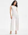 Inc International Concepts Women's Button-trim Wide-leg Pants, Created For Macy's In Vintage Cream