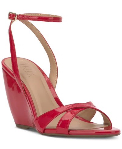 Inc International Concepts Women's Camlyn Wedge Sandals, Exclusively At Macy's In Red Patent