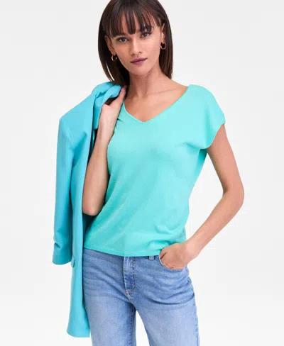 Inc International Concepts Women's Cap-sleeve Sweater, Macy's Exclusive In Blue