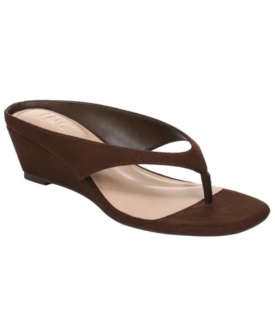Inc International Concepts Women's Carliee Thong Wedge Sandals, Macy's Exclusive In Brown