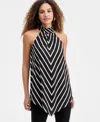 Inc International Concepts Women's Chevron Point-hem Halter Top, Macy's Exclusive In Black