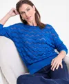 Inc International Concepts Women's Chevron Stitch Boat-neck Sweater, Macy's Exclusive In Blue