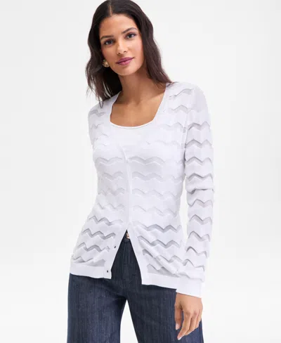 Inc International Concepts Women's Chevron Stitch Cardigan, Macy's Exclusive In White