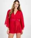 Inc International Concepts Women's Chiffon Dot Robe, Exclusively At Macy's In Crimson Leaf