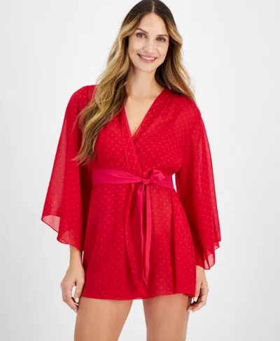 Inc International Concepts Women's Chiffon Dot Robe, Exclusively At Macy's In Crimson Leaf