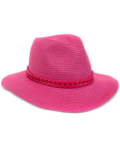 Inc International Concepts Women's Chunky Chain Panama Hat, Created For Macy's In Fuchsia