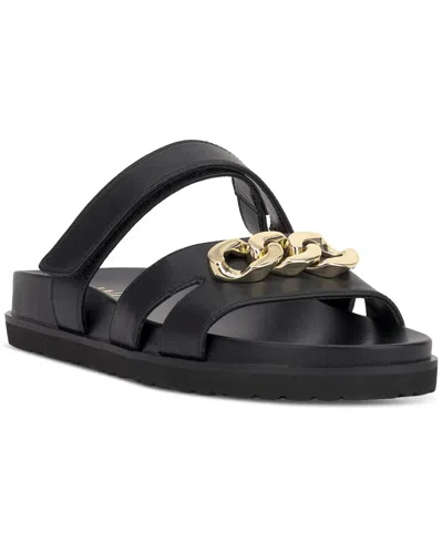 Inc International Concepts Women's Claren Slide Sandals, Created For Macy's In Black Smooth