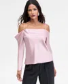 Inc International Concepts Women's Cold-shoulder Draped Blouse, Macy's Exclusive In Purple
