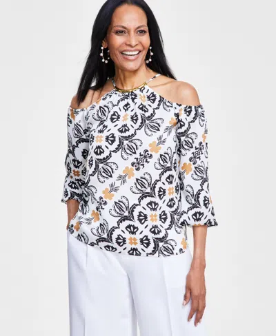 Inc International Concepts Women's Cold-shoulder Top, Created For Macy's In Cara Border