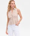 Inc International Concepts Women's Collared Sleeveless Button-front Top, Macy's Exclusive In Multi