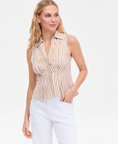 Inc International Concepts Women's Collared Sleeveless Button-front Top, Macy's Exclusive In Multi