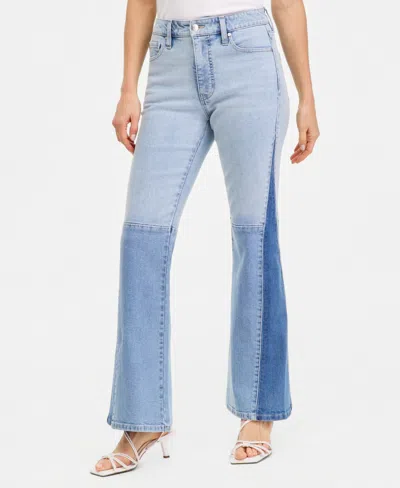 Inc International Concepts Women's Colorblocked High Rise Flare Jeans, Macy's Exclusive In Blue