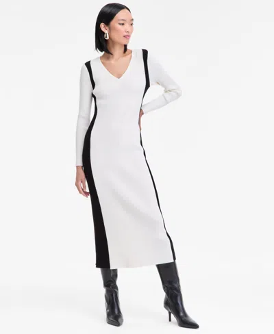 Inc International Concepts Women's Contrast Panel Sweater Dress, Macy's Exclusive In White