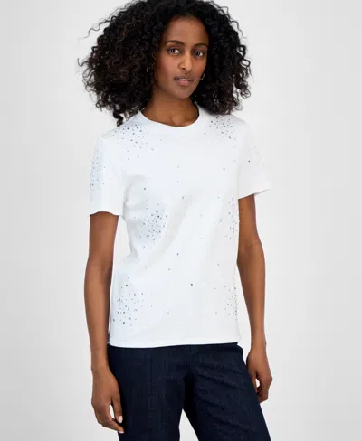 INC INTERNATIONAL CONCEPTS WOMEN'S COTTON EMBELLISHED T-SHIRT, EXCLUSIVELY AT MACY'S