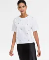 Inc International Concepts Women's Cotton Embellished Tee, Macy's Exclusive In White