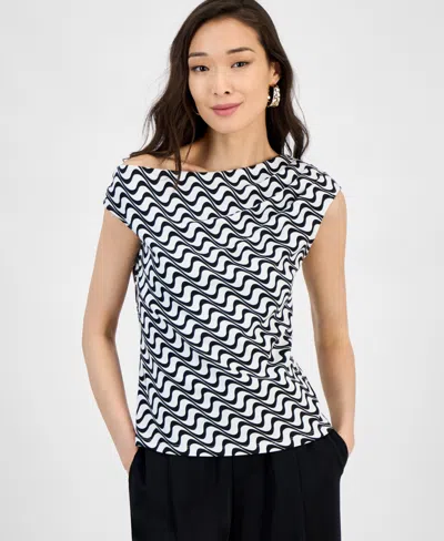 Inc International Concepts Women's Cotton Extended-shoulder Cowlneck Top, Exclusively At Macy's