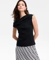 Inc International Concepts Women's Cowl-neck Sleeveless Top, Macy's Exclusive In Black