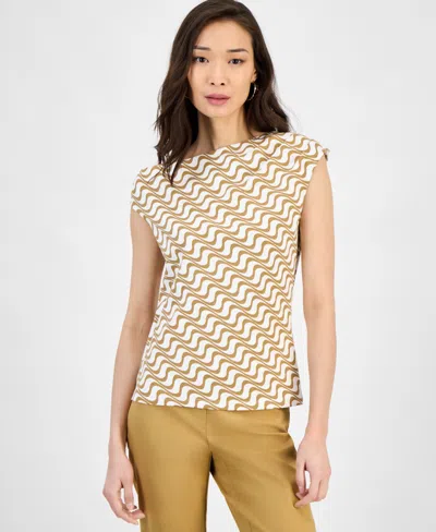 Inc International Concepts Women's Cotton Extended-shoulder Cowlneck Top, Exclusively At Macy's In Gold