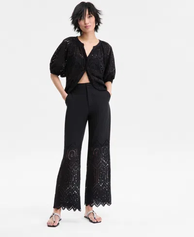 Inc International Concepts Women's Cotton Eyelet Pants, Exclusively At Macy's