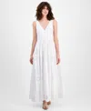Inc International Concepts Women's Cotton Eyelet V-neck Maxi Dress, Macy's Exclusive In White