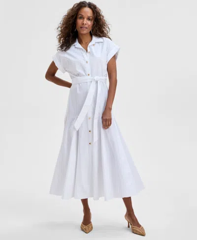 Inc International Concepts Women's Cotton Maxi Shirtdress, Exclusively At Macy's In Bright White