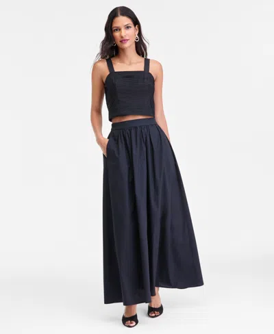 Inc International Concepts Women's Cotton Poplin Maxi Skirt, Macy's Exclusive In Black