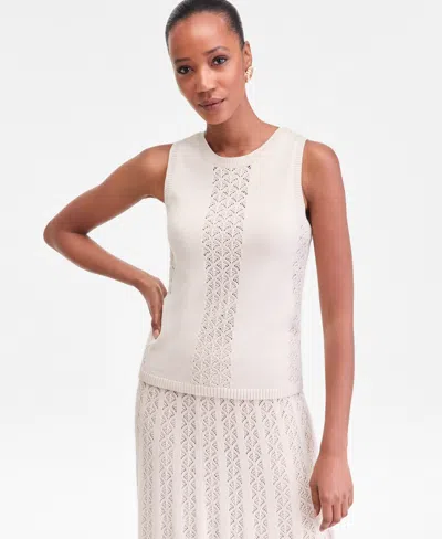 Inc International Concepts Women's Crochet-panel Sweater Vest, Macy's Exclusive In Neutral