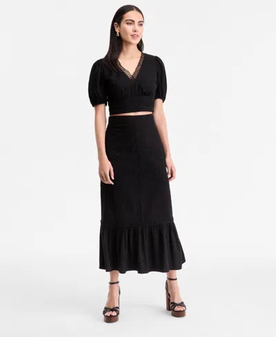 Inc International Concepts Women's Crochet-trim Maxi Skirt, Exclusively At Macy's
