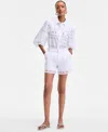 Inc International Concepts Plus Size Cotton Eyelet-embroidered Blouse, Exclusively At Macy's In Brown