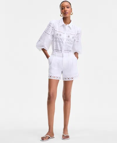 Inc International Concepts Women's Crochet-trim Shorts, Exclusively At Macy's