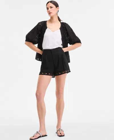 Inc International Concepts Women's Crochet-trim Shorts, Exclusively At Macy's