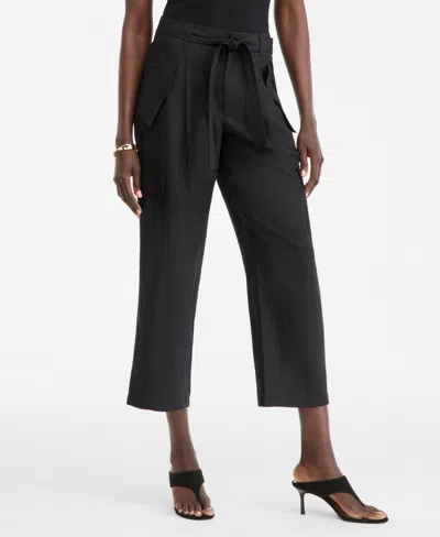 Inc International Concepts Women's Cropped Belted Cargo Pants, Macy's Exclusive In Black