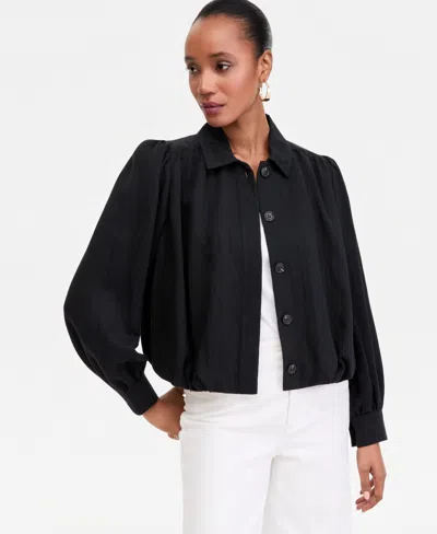 Inc International Concepts Women's Cropped Bubble Jacket, Macy's Exclusive In Black