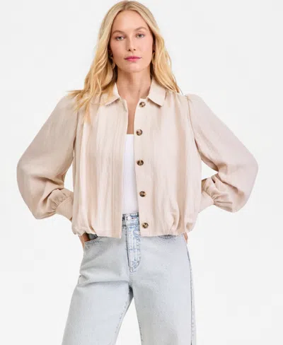 Inc International Concepts Women's Cropped Bubble Jacket, Macy's Exclusive In Neutral
