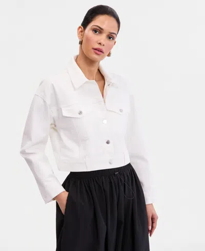 Inc International Concepts Women's Cropped Denim Jacket In White