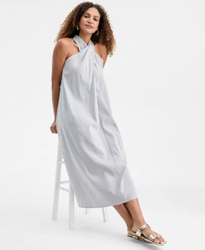 Inc International Concepts Women's Crossover Halter Maxi Dress, Macy's Exclusive In White