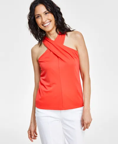 Inc International Concepts Women's Crossover Halter Top, Created For Macy's In Tropical Punch